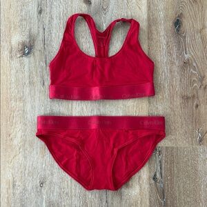 Calvin Klein Red Sports Bra and Brief Set